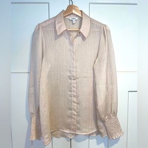 Express Textured Smocked Cuff Shirt Med
